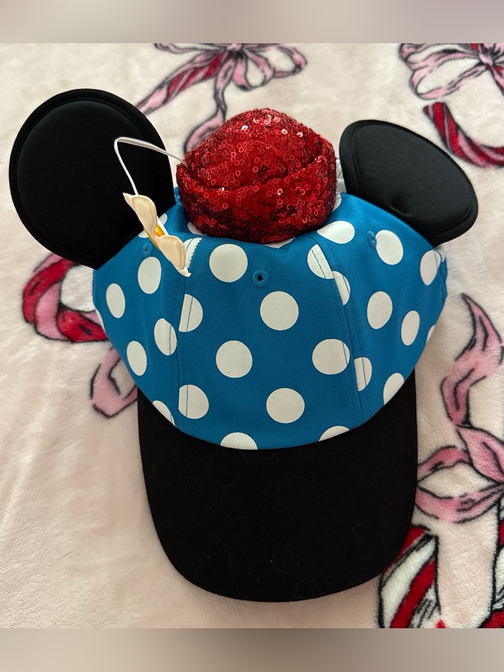 NWT Disney world Minnie Mouse ears red and blue polka dot hat cap